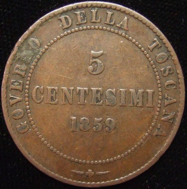 Governo Provvisorio Toscana, 5 centesimi 1859