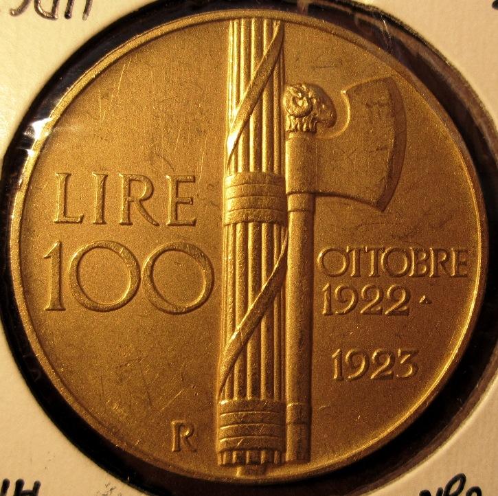 100 Lire 1923  Fascio        Reverse