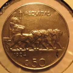 50 Centesimi Leoni 1924 Liscio - Reverse