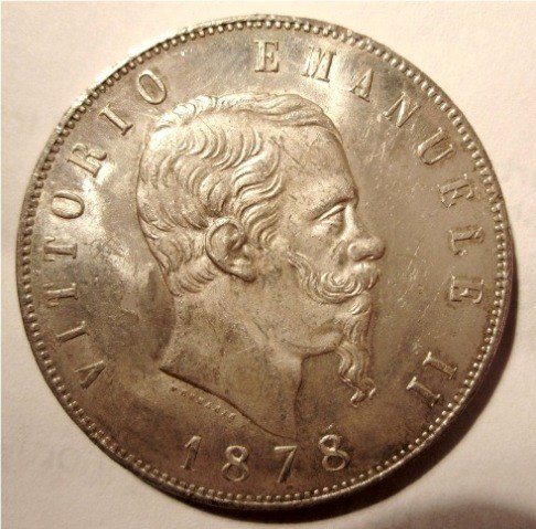 5 Lire 1878 R   Obverse