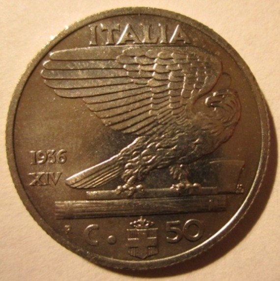 50 Centesimi 1936 Impero Reverse
