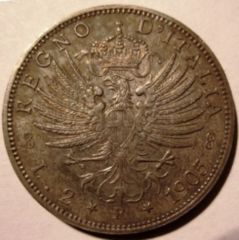 2 Lire 1905 Aquila Sabauda      Reverse