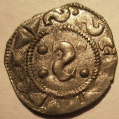 Siena  Denaro 1250 1265   S Rovesciata MIR 475  Obverse