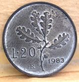 20 Lire 1983 R       Reverse        Metallo Bianco