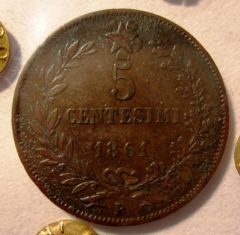 5 Centesimi 1861 Bologna     Reverse