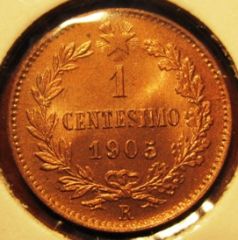 1 Centesimo 1905   5 Basso  Reverse=