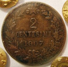 2 Centesimi 1907 R valore   Reverse=