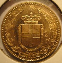 20 Lire 1893 R  Umbero I  Reverse