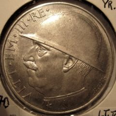 20 Lire 1928 R   Elmetto    Obverse