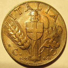 10 Centesimi 1939 Impero 2 Tipo   Reverse