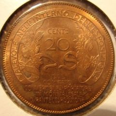 20 Centesimi 1928 Esposizione Milano   Reverse