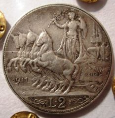 2 Lire 1911 R  Quadriga Veloce   Reverse