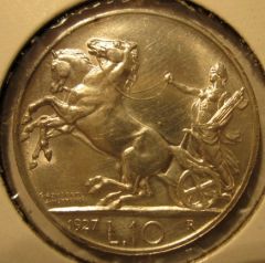 10 Lire 1927 R   Biga Reverse=