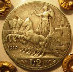 2 Lire 1910 R    Quadriga  Reverse