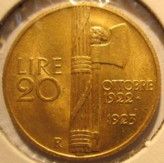 20 Lire 1923 R   Fascetto      Reverse