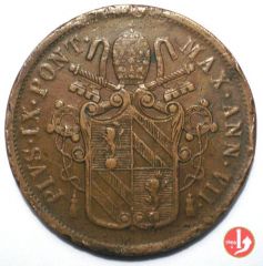 D: 5 BAIOCCHI 1853 ANN.VII B  PIO IX ( 1846 - 1878 )