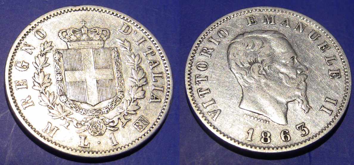 1 Lira VE II Stemma 1863 M (2)