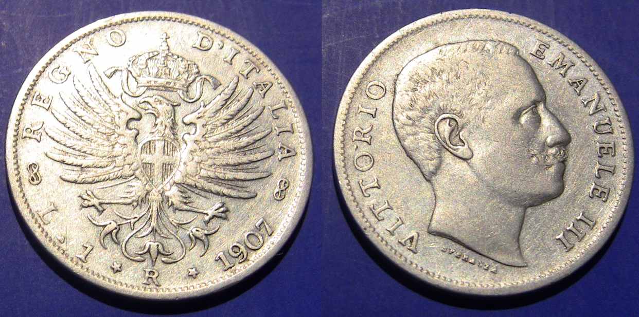 1 Lira Aquila Sabauda 1907 II