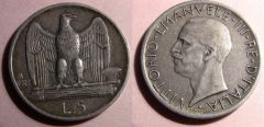 5 Lire Aquilotto 1927 Due stelle Bb