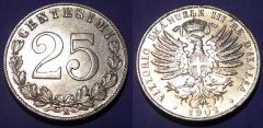 25 Centesimi Acquila Sabauda 1902 BB QSPL