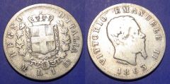 1 Lira VE II Stemma 1863 M MB