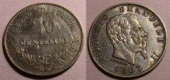 20 Centesimi 1863 BB SPL