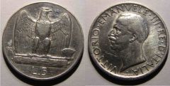 5 Lire aquila 1929 Due stelle