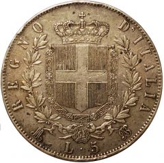 5 lire 1870 Vittorio E. II Milano