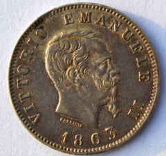 1 lira 1863 M D/