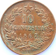 10 centesimi Vittorio Emanuele II   T