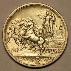 2 Lire 1917 Quadriga Briosa