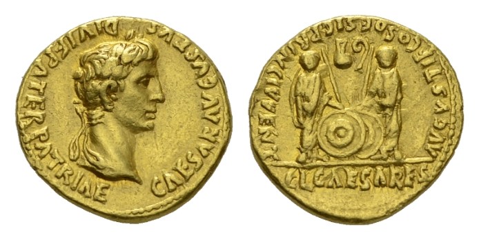 NN6 Lot 114 - Octavian as Augustus, 27 BC – 14 AD Aureus Lugdunum circa 2 BC-4 AD