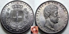 Carlo Alberto 5 lire 1844 T