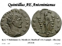 Quintillus, R/ FIDES MILIT, ex Braithwell hoard (1 moneta nell'hoard)