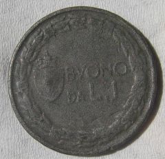 Buona 1 lira 1922 Rovescio