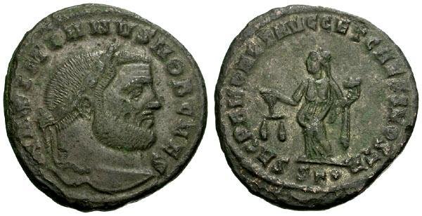 Ancient Coins - VF/VF Galerius as Caesar &#198; Follis / Moneta