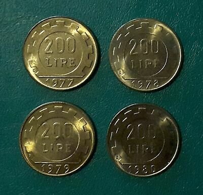 Lotto-4-Monete-200-Lire-1977-1978-1979-1