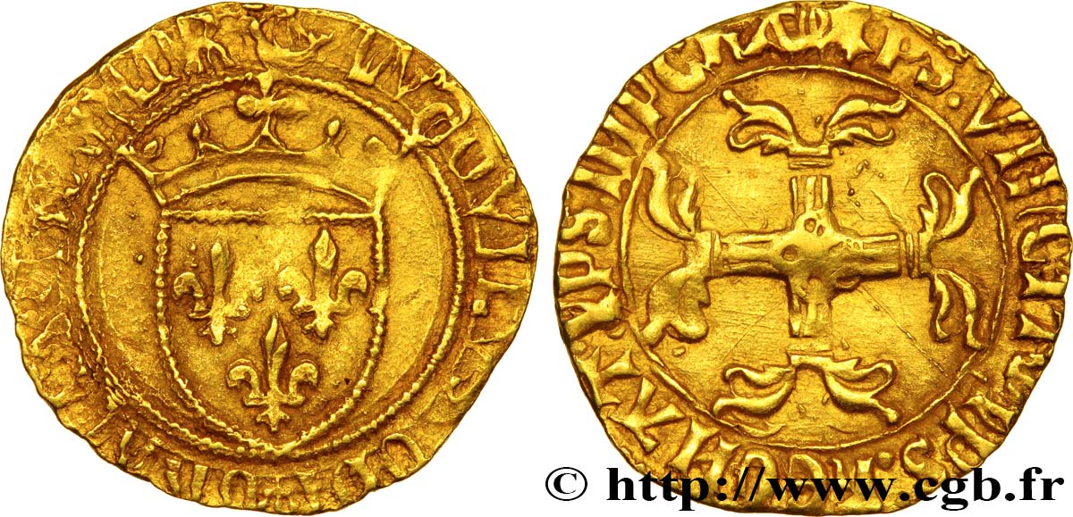 LOUIS XI LE PRUDENT Demi-écu d or à la couronne n.d. Bordeaux