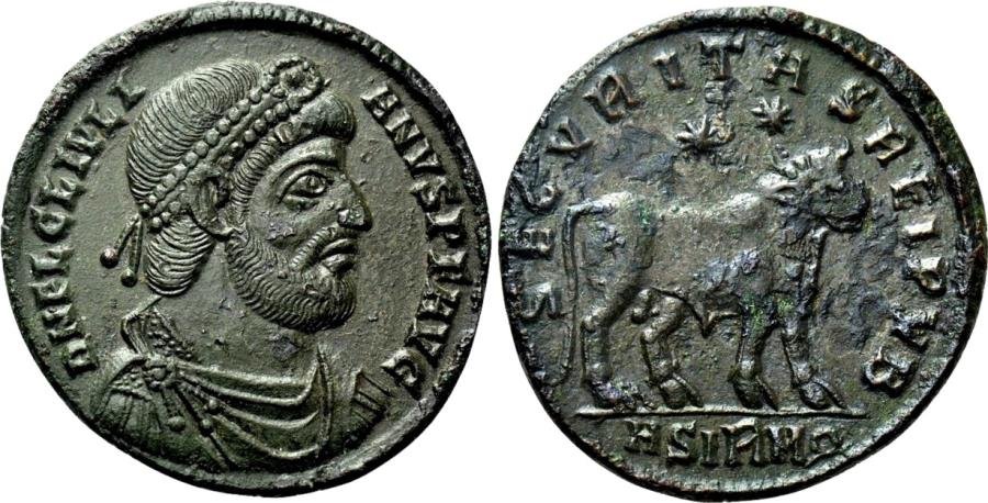 Ancient Coins - JULIAN II AE1 (Double Maiorina). EF+/EF. Sirmium mint. Bull - SECVRITAS REI PVB.