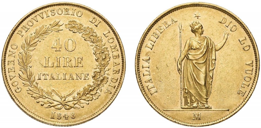 Risultati immagini per 40 lire 1848