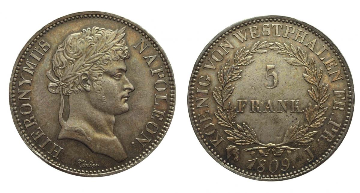 348  5 Franchi 1813 Regno di Westphalia Gerolamo Napoleone argento.jpg