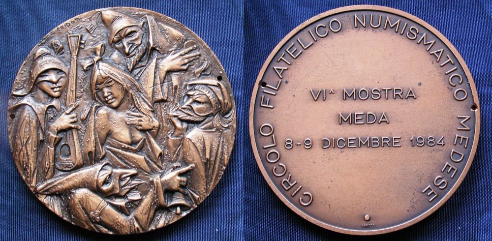 Medaglia circolo numismatico Meda 1984 scena carnevale ok.JPG