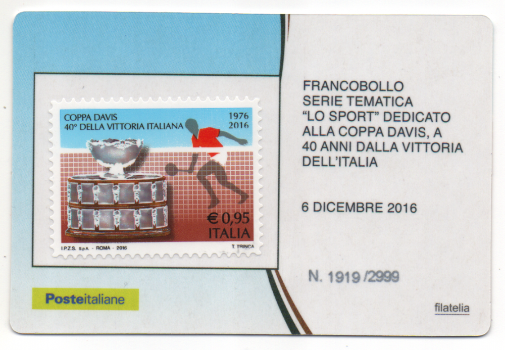 06-12-2016 Francobollo Serie Tematica Lo Sport Dedicato Alla Coppa Davis a 40 Anni Dalla Vittoria Dell'Italia (1).png