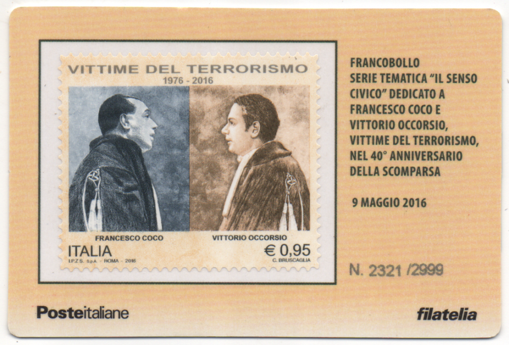 09-05-2016 Francobollo Serie Tematica Il Senso Civico Dedicato a Francesco Coco e Vittorio Occorsio Vittime Del Terrorismo Nel 40° Anniversario Della Scomparsa (1).png