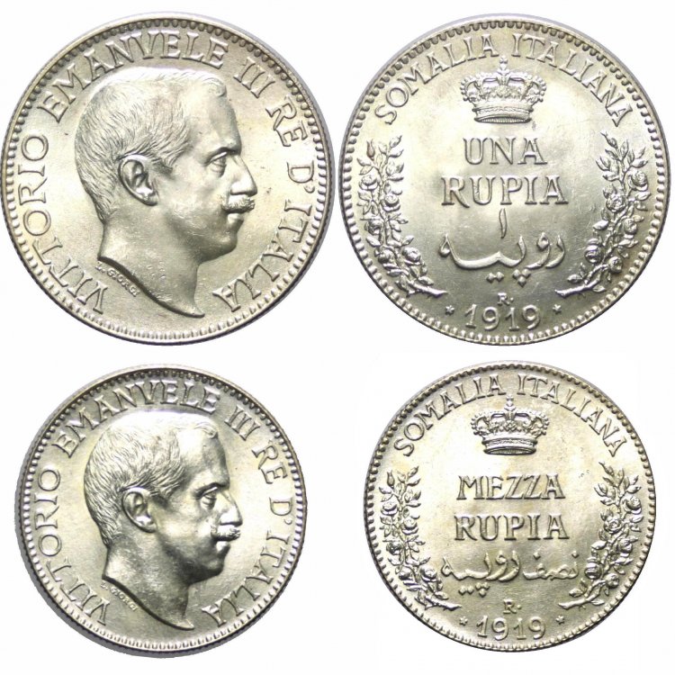 1 + mezza Rupia 1919.jpg