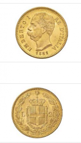 Maggiori informazioni su "scambio 20 lire 1881 con medaglie"	