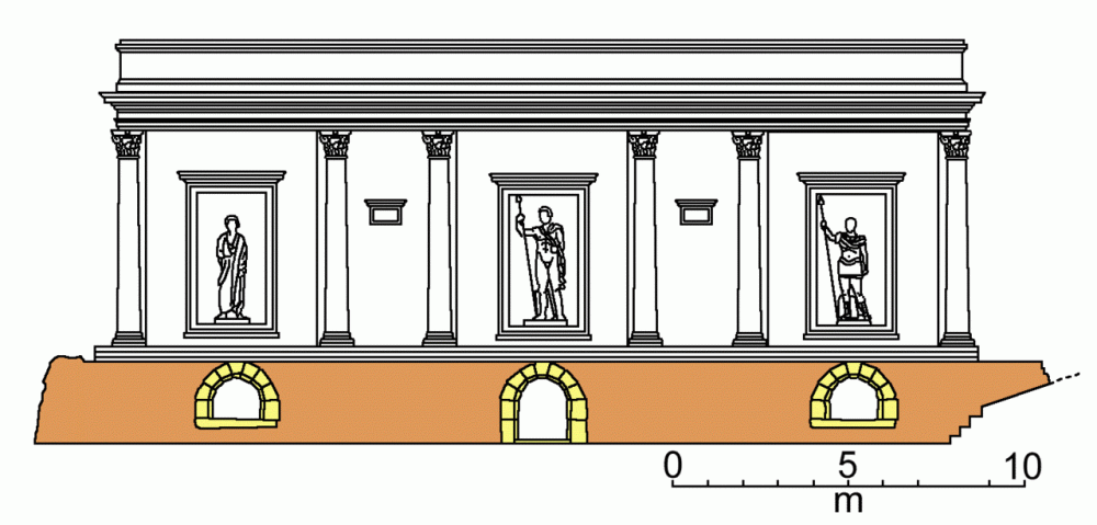 Sepolcro degli Scipioni , ricostruzione dell' antico ingresso.gif