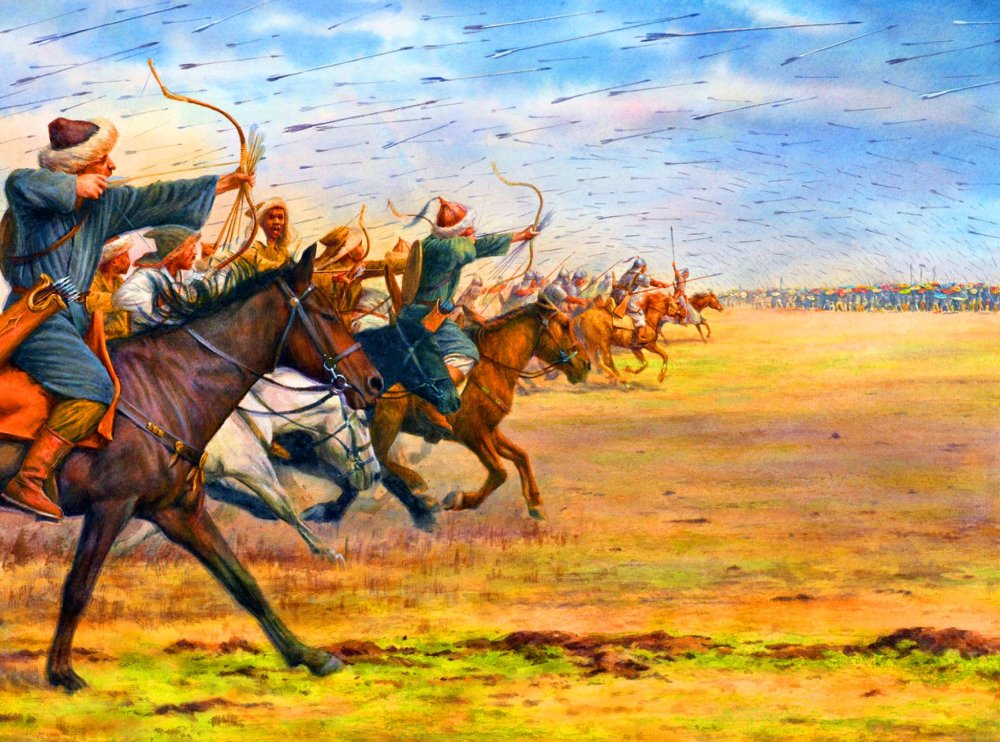 Mongol horse archers charging into battle.jpg