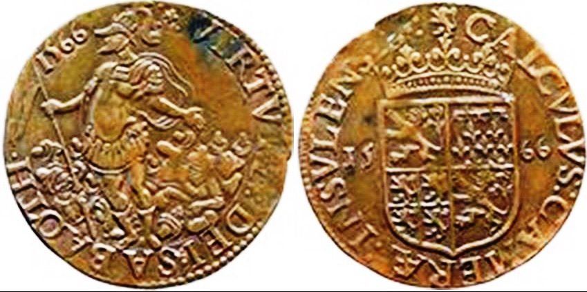 Jeton de Gand, Pays-Bas, frappé par Felipe II d'Espagne, 1566, "Libération de Malte" ... 5a95767cd0464_GettoneFilippoII1566.JPG.b258e3c5e1cd9ba5802a0c27d8cbd61a