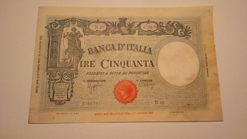 Maggiori informazioni su "50 Lire 8 Ottobre 1943"	